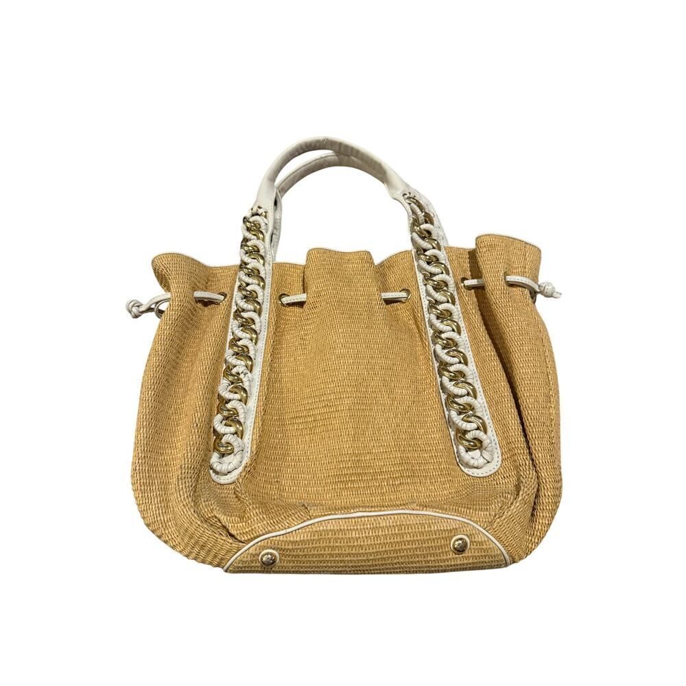 Michael Kors Straw Shoulder Bag White Gold Summer Handbag - Picture 5 of 9
